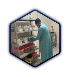 Researcher preparing laboratory samples